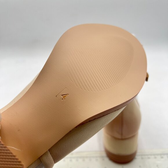 FSJ Apricot Peep Open Toe Cut Out Buckle Ankle Bootie Block Low Heeled Sandal - Picture 6 of 8